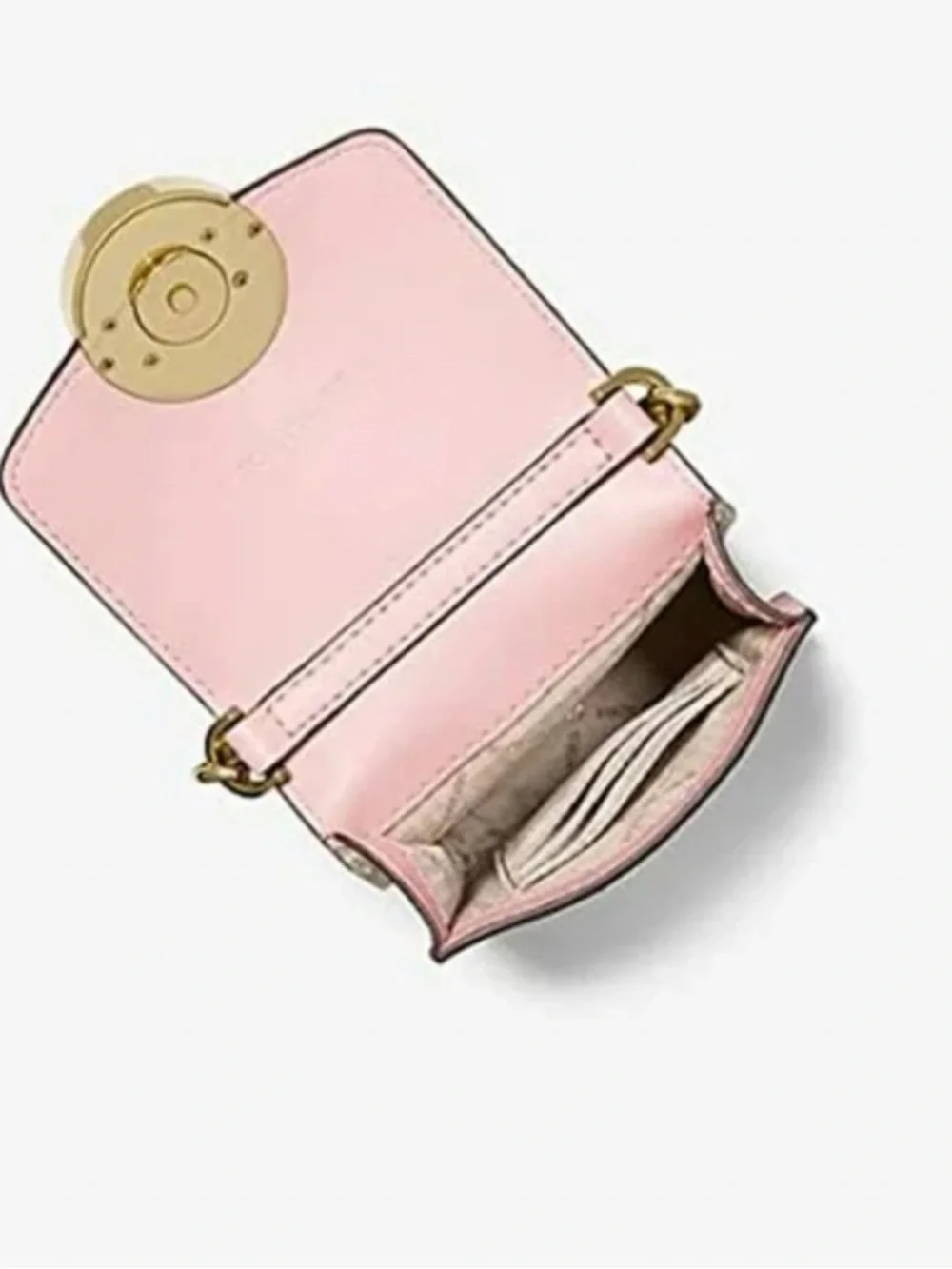 MICHAEL KORS Pale Pink Leather Mini Crossbody Wallet